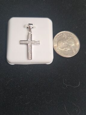 925 Silver With Moissanite Stones Cross Pendant